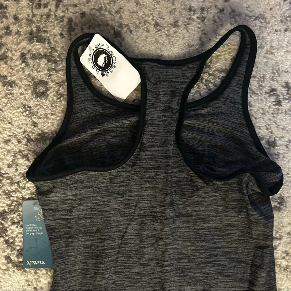 NWT Apana Charcoal Gray Heather Asymmetrical Yoga Dress W/builtin Bra Sz Small - Picture 5 of 9